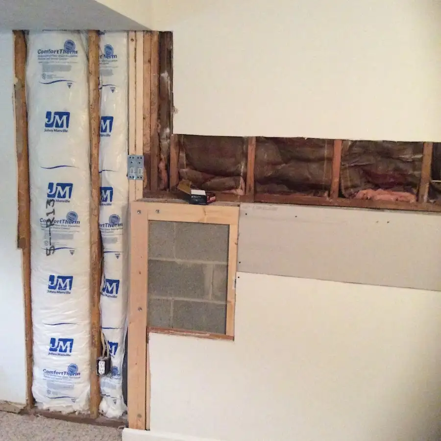 Wall insulation replacement during Basement Flood Cleanup in Livingston